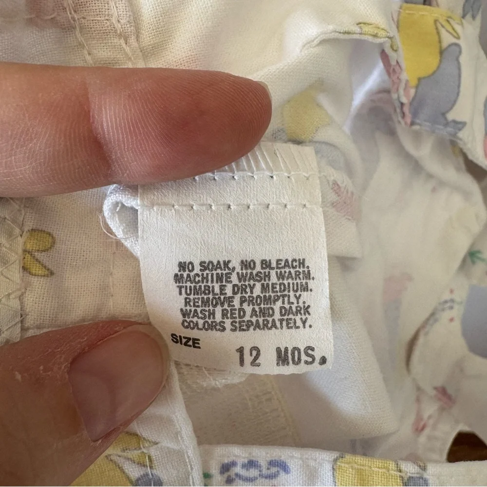 Vintage Osh‎ Kosh B’Gosh Baby Bunny Rabbit Print Short Overalls 12 months
